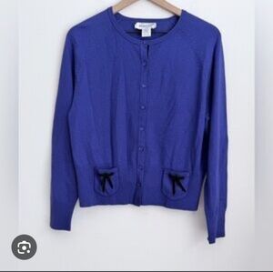 Pendleton Silk Cashmere Blend Cardigan With Bow Ties Victorian Medium Tall
